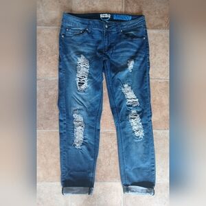 Indigo Rein Blue Distressed Ankle Jeans